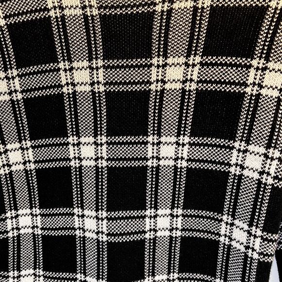 Chaps Women's Black White Plaid Cotton Full Zip Knit Long Sleeve Jacket Size XS - Picture 10 of 16